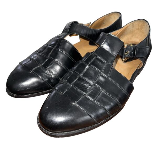 Paragon Men’s Sz 12D Black All Leather Fisherman’s Sandals